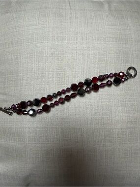 Swarovski Multi-Strand Faceted Bead Bracelet - Black & Red